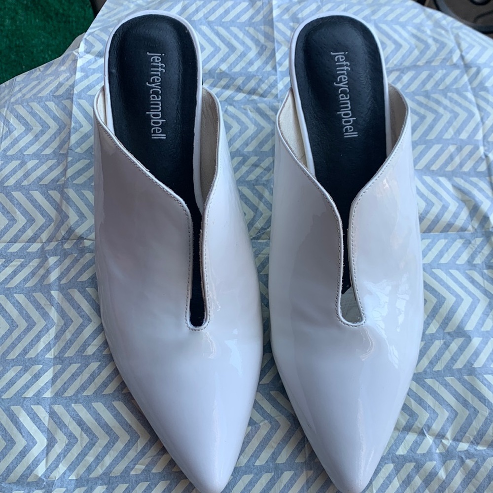 Slightly used Jeffery Campbell white patent shoes